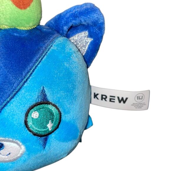Krew District Funneh Plush Teddy Head Cat Love U Pillow Cushion Stuffed 6" Blue - Picture 4 of 12
